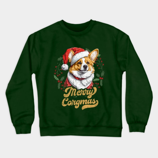 Merry Corgmas Christmas Corgi Santa Crewneck Sweatshirt by Rebrand